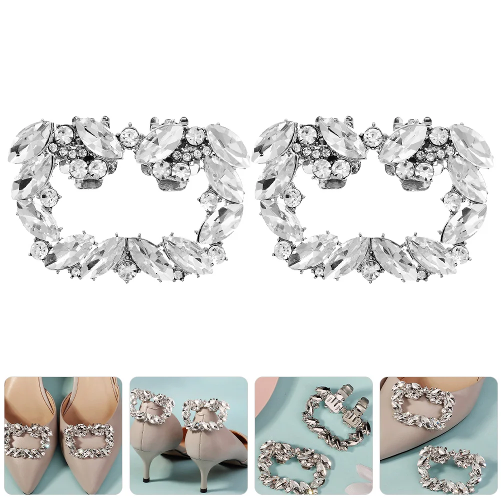 

1 Pair Clip On Embellishment Rhinestone Buckle For Women Wedding Bridal Heels Decoration Charm Shoe Clips Accessories Zinc Alloy