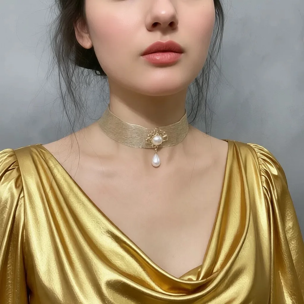 

Золотой простой жемчужный ожерелье, женский браслет со шрамом, модный корейский браслет с цепочкой-ломоном, ювелирный аксессуар