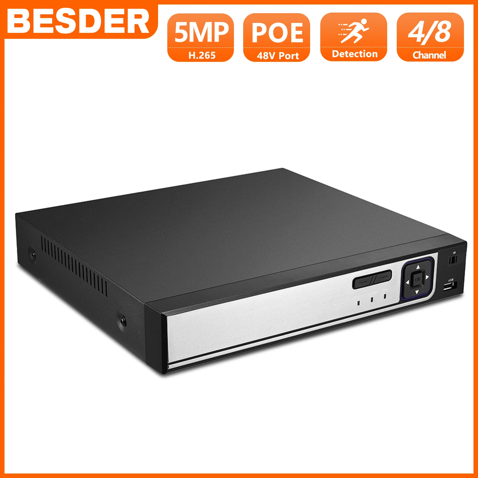 

BESDER H.265 CCTV PoE NVR Max 4K 4CH 5MP 8CH 4MP IEE802.3af 48V PoE HI3798M CCTV Video Recorder For H.265 H.264 IP Camera PoE