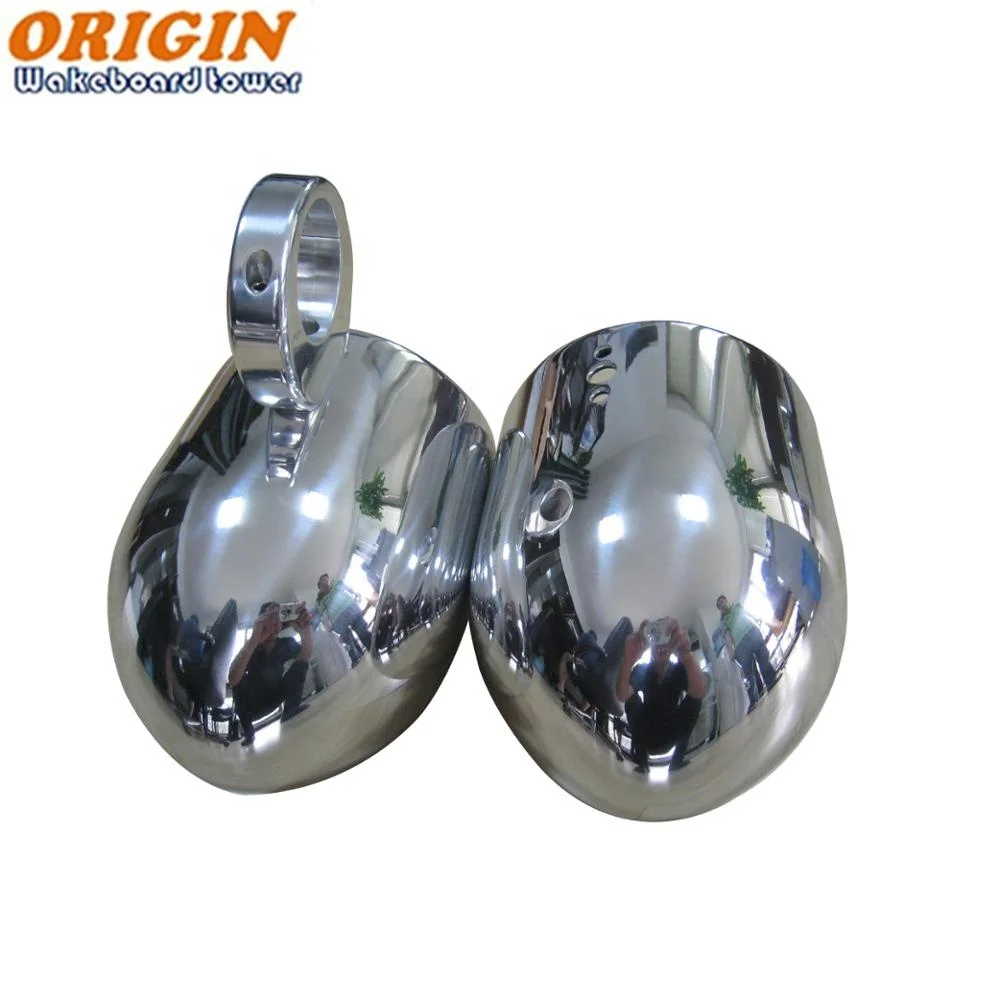Pair of 6 1/2in Wakeboard Tower Bullet Speaker Polished Cans Aluminum Boat Speaker Pod Without Speakers