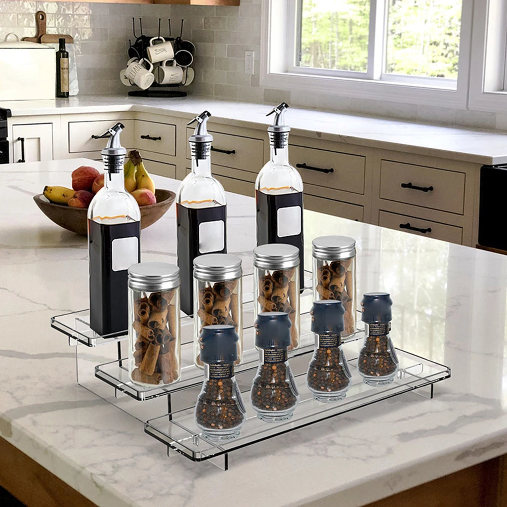 

3-Tier Spice Cabinet Organizer Kitchen Seasoning Holder Spice Bottle Storage Rack Display Stand Multi-Layer Makeup
