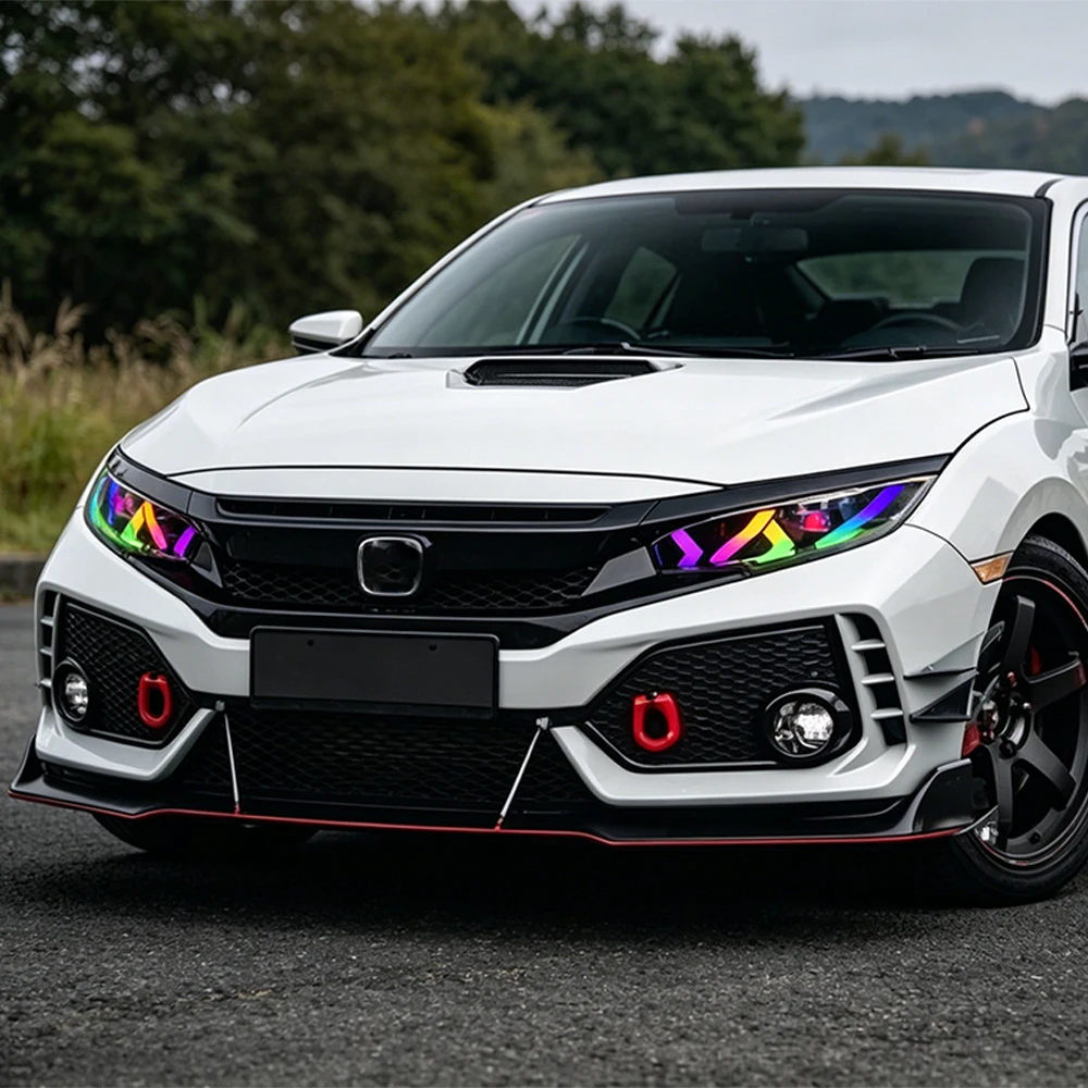 

For Honda Civic X 10th FC 2016-2021 Auto Headlight Assembly Upgrade Start Animation LED RGB Style Projector Lens Car Accessories