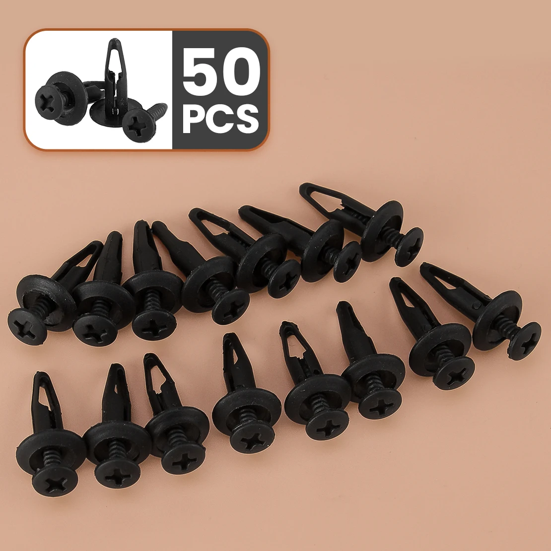 NEW 50Pcs Front Grille Bumper Mudguard Panel Trim Scrivet Rivet Retaining Clip Fastener Retainer Fit for Ford Ranger Mazda BT50