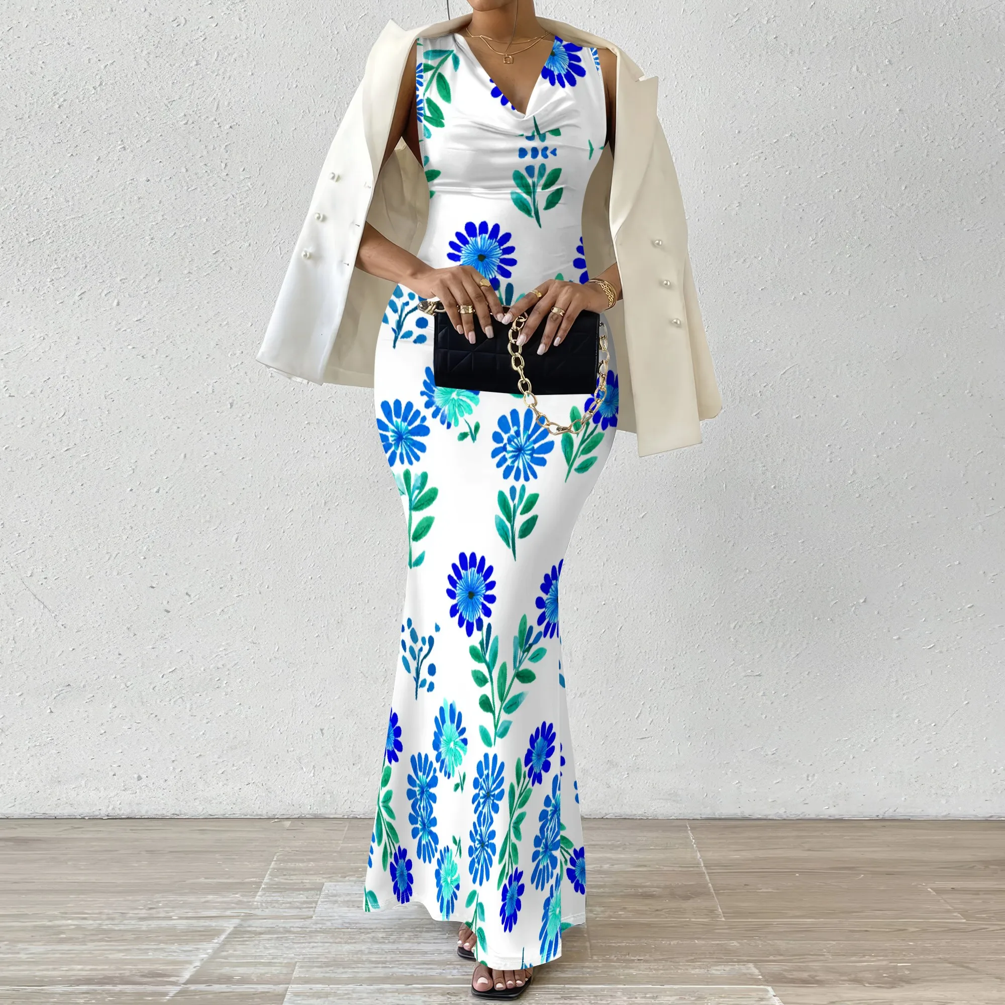 

Floral Print V-Neck Maxi Dress for Women, XS-2XL, Perfect for Spring & Summer Events, Beach Parties & Casual Outings