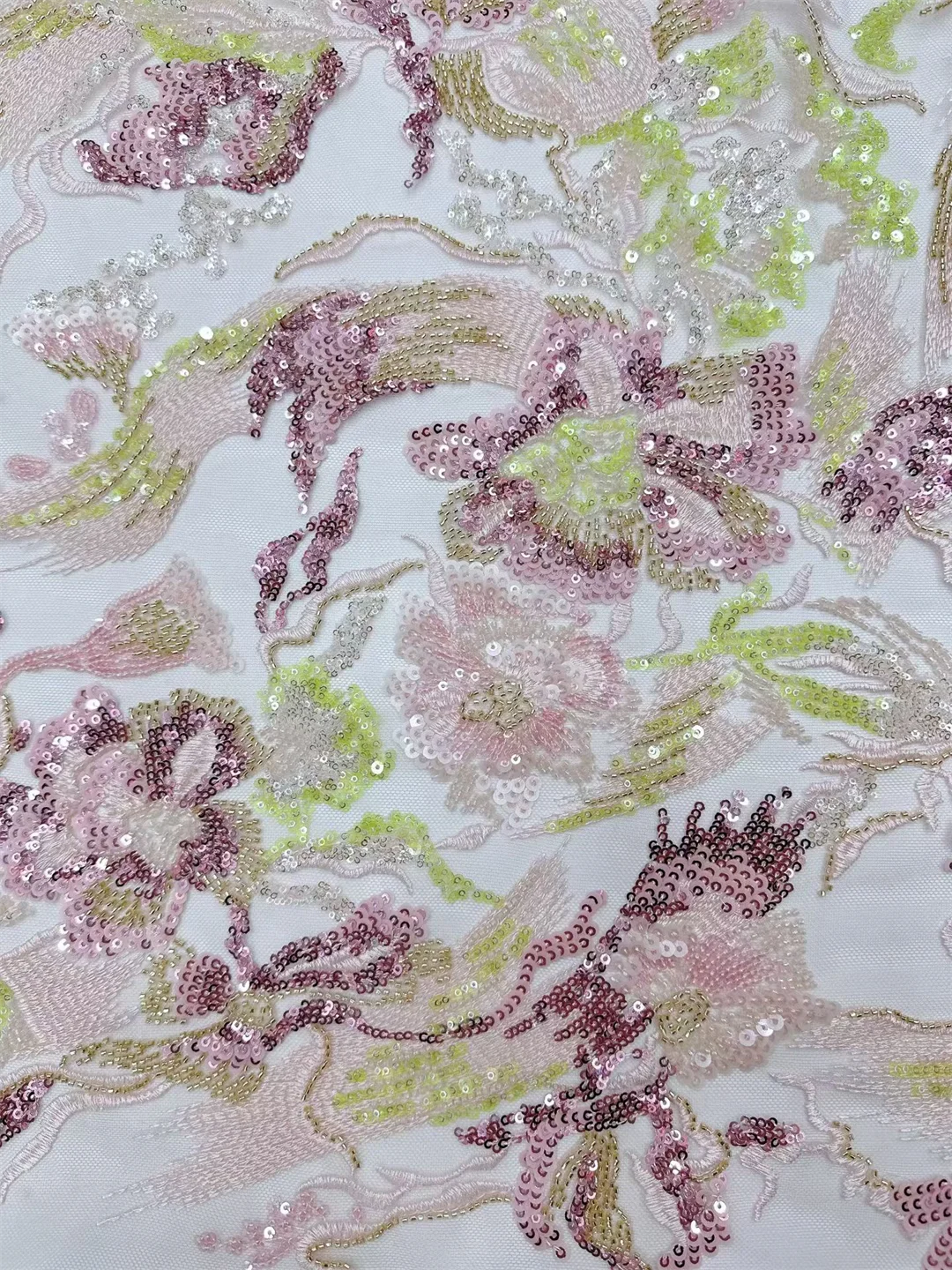 

High Quality Nigerian Lace Fabric with African Sequins Beaded Lace for Wedding Party Dresses Latest 2026 Design 5 Yards