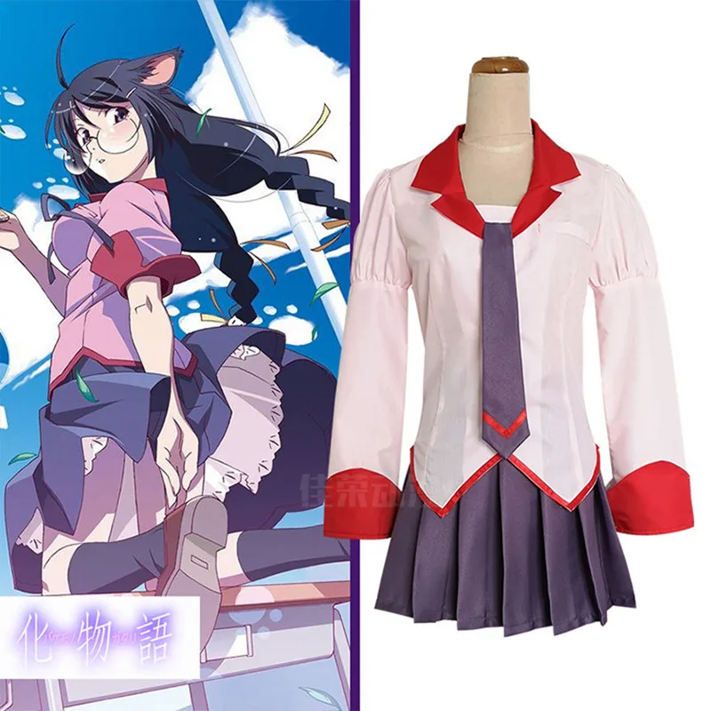 

Anime Monogatari Series Senjougahara Hanekawa Kanbaru School Uniform Cosplay Costume Halloween Party costume Free Shipping