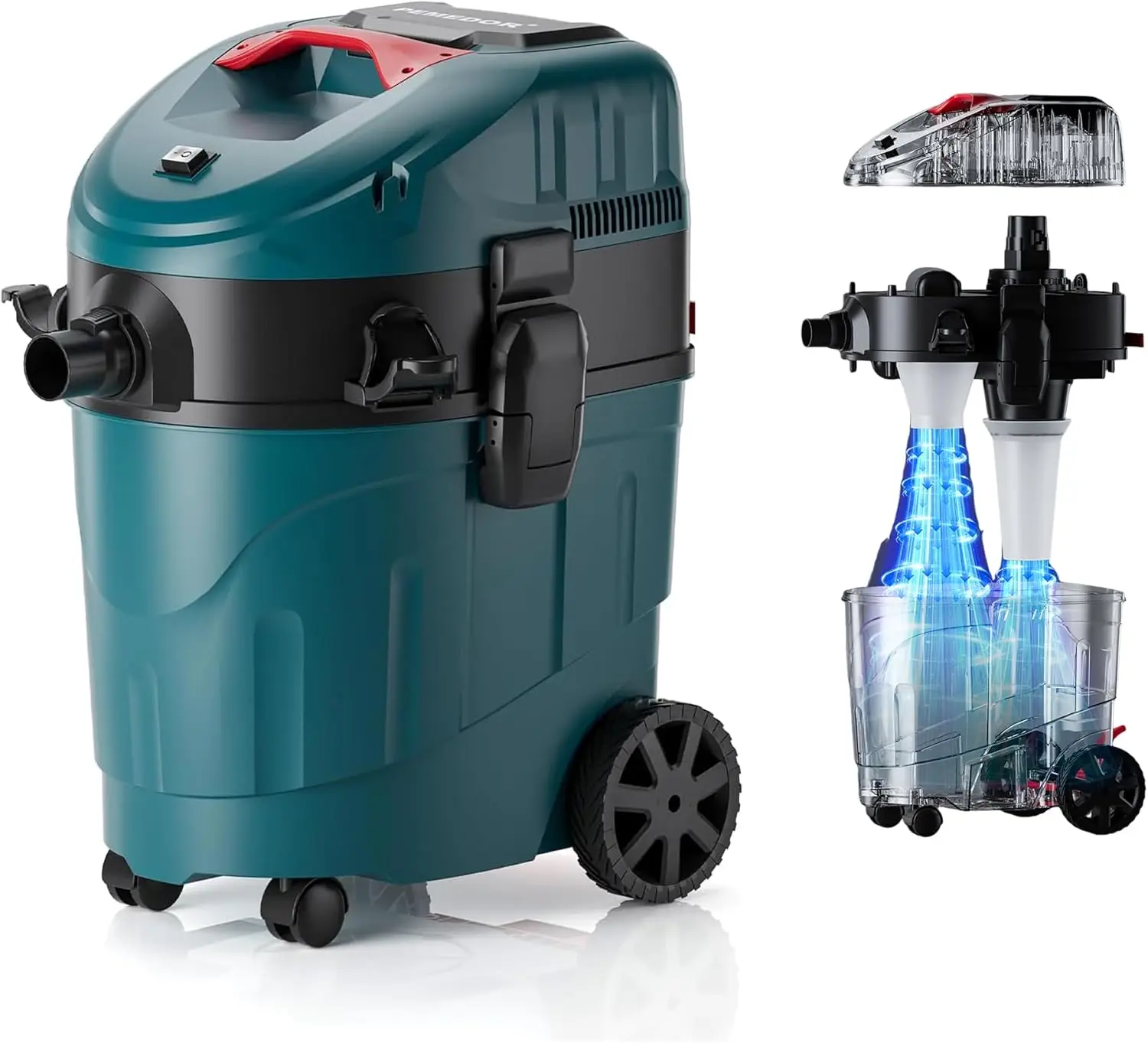 High Power Industrial Vacuum Cleaner 1400W 19KPa Corded Bagless Dual Cyclone for Home Carpet Floor Sofa Pet Hair Cleaning