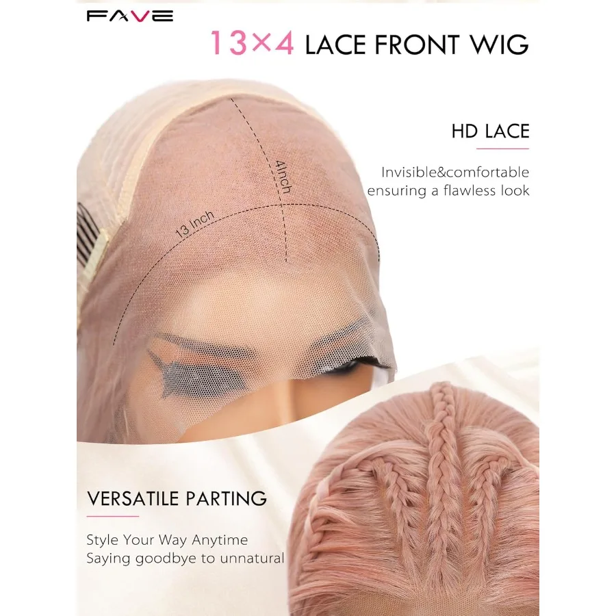 26 شعر مستعار طويل مستقيم وردي مع دانتيل أمامي شفاف عالي الدقة 13 × 4 للنساء باروكات صناعية بدون صمغ للاستخدام اليومي والحفلات بشكل طبيعي