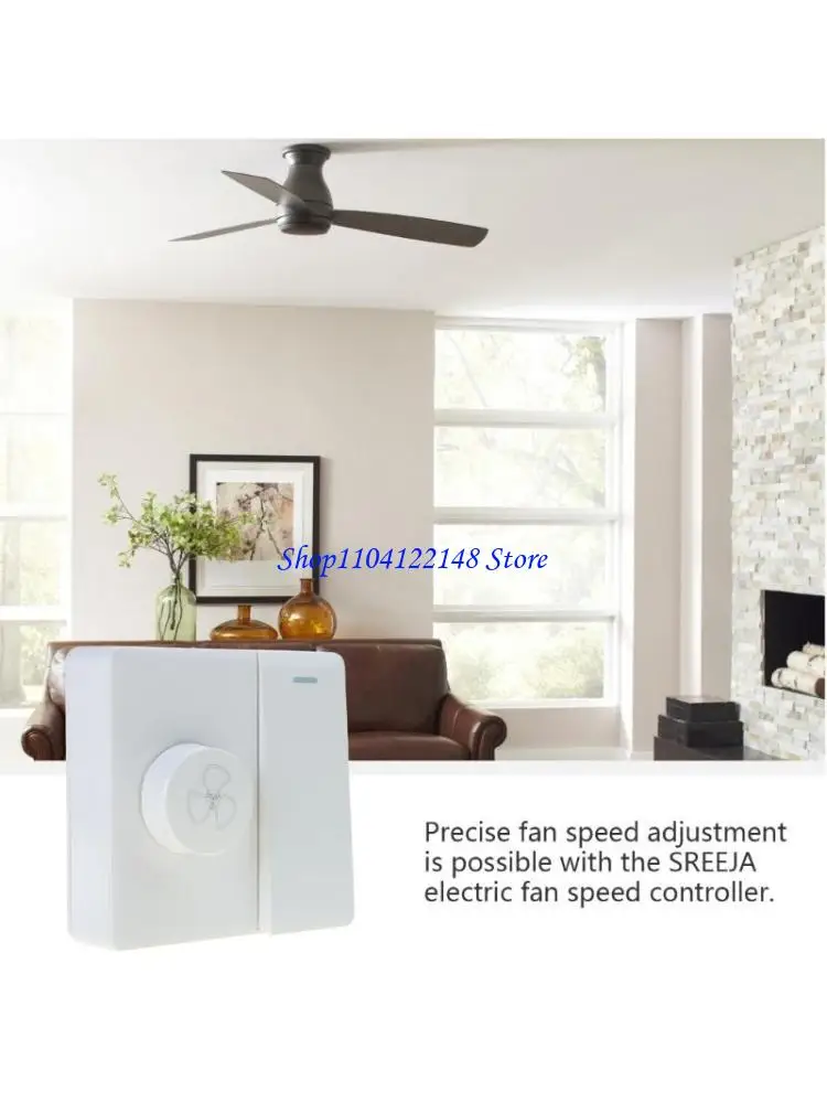 P9FA Speed Controller Modern Wall Panel 86 Type Speed Adjuster for Ceiling Fan Easily Speed Adjustment with 1 Switches