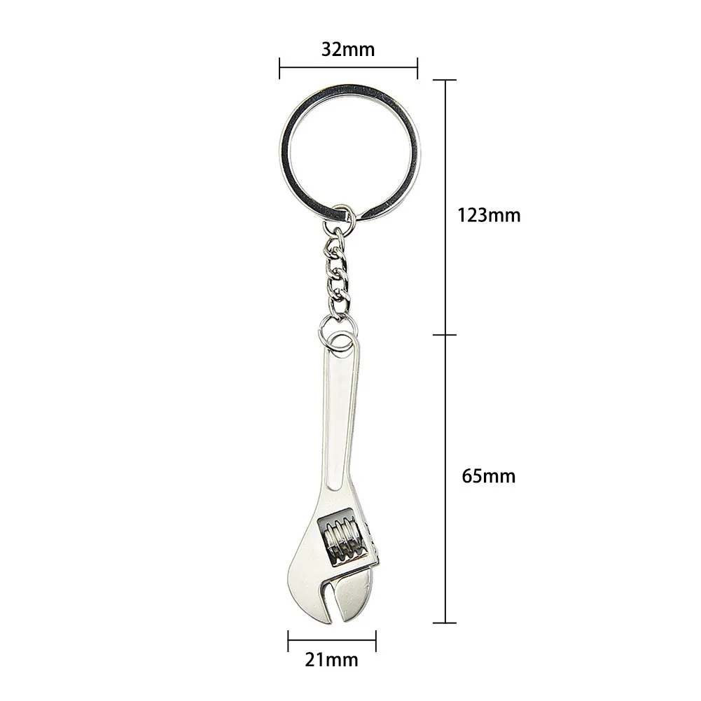 Brand New New Practical Useful Keychain Keyring 1 Piece Auto Compact Replacement Silver Wrench Style 11.7CM 1pc Accessories