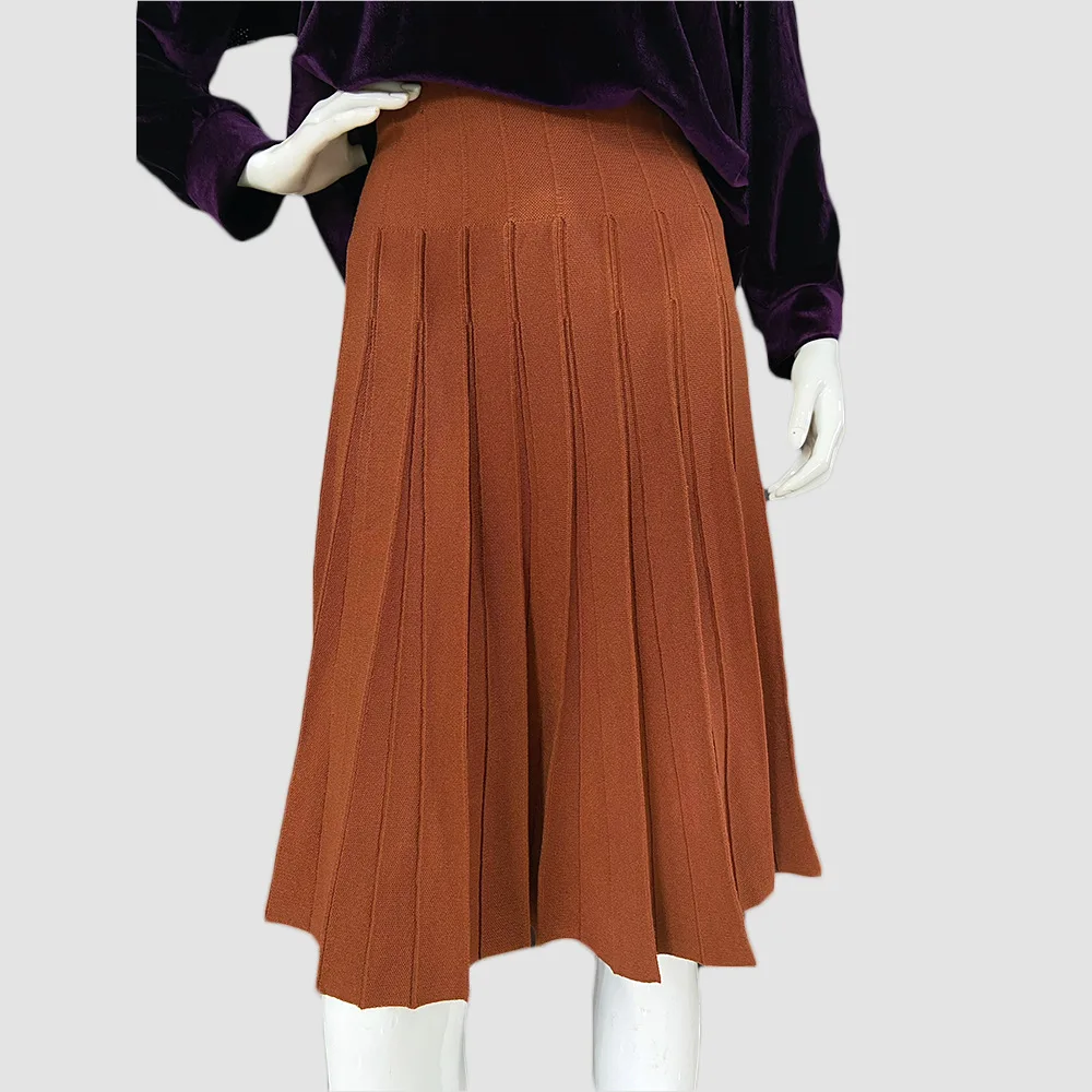 

Solid Color Knitted Women's Retro Pleated Skirt