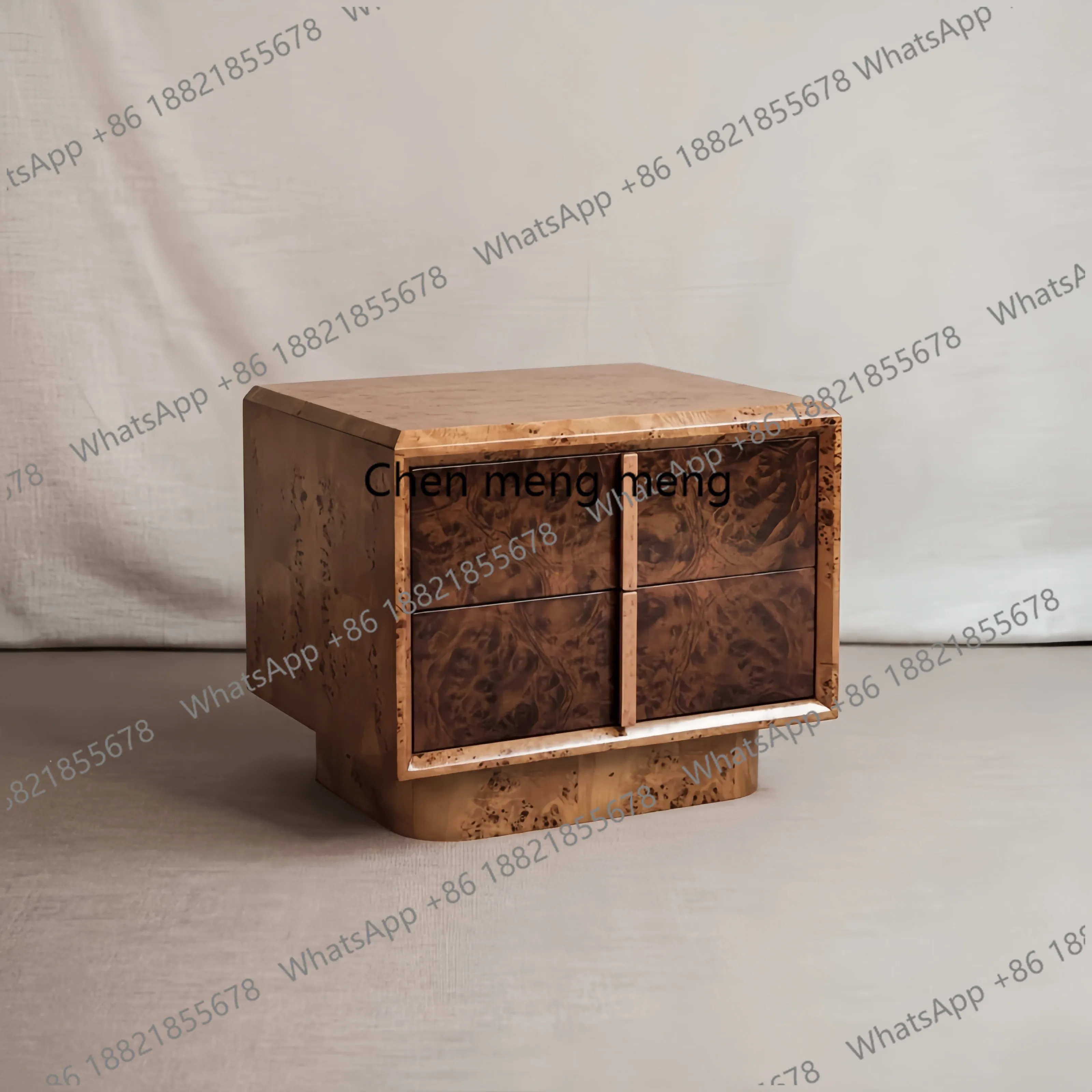 

Solid wood bedside table retro light luxury tree tumor bark design household bedside storage cabinet