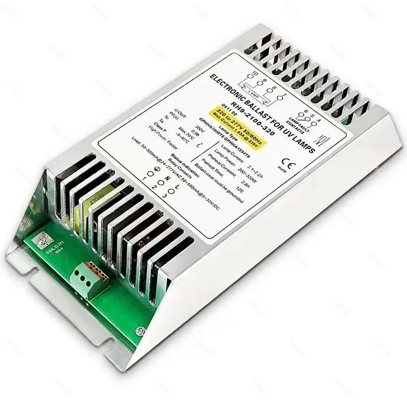 Lámpara UV de 320W con balasto electrónico PH9-2100-320, esterilizador de alta potencia para tratamiento de aguas residuales en canales abiertos