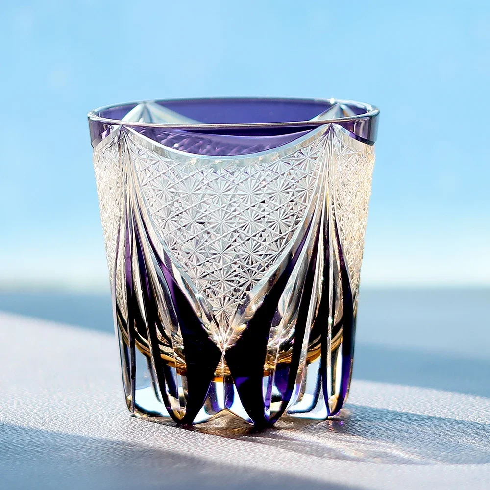 Premium Edo Kiriko Glass - Handmade Japanese Cut Glass Cup Whisky Bourbon Glass with Gift Box