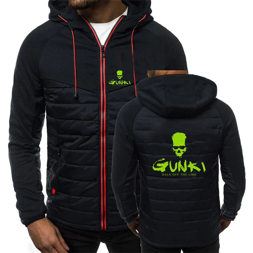 

2024 Men's Newest Tops Gunki Autumn And Winter Printing Casual Fashion Patchwork Seven-color Cotton-padded Jacket Hooded Clothes