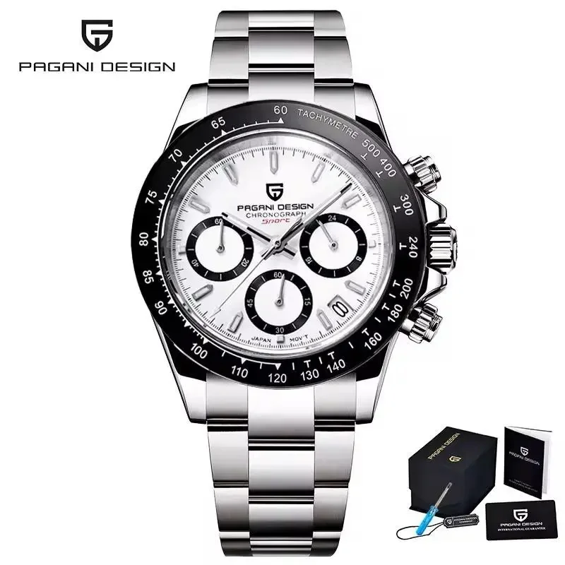 PD-1644 OS20 PAGANI DESIGN Mens Chronograph Watch, Tachymeter Bezel Calendar Function Sports Male Wristwatch With Gift Box