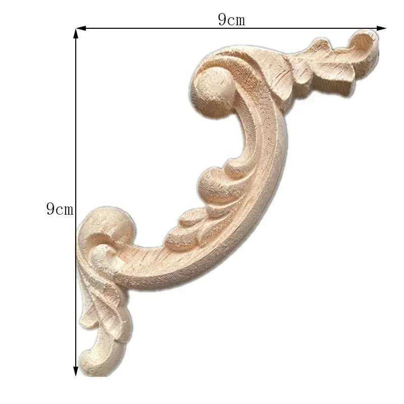 2PCS Woodcarving Corner Decal Unpainted Wood Decal Corner Onlay Applique Frame Home European 3D Rose Decor Home Furniture