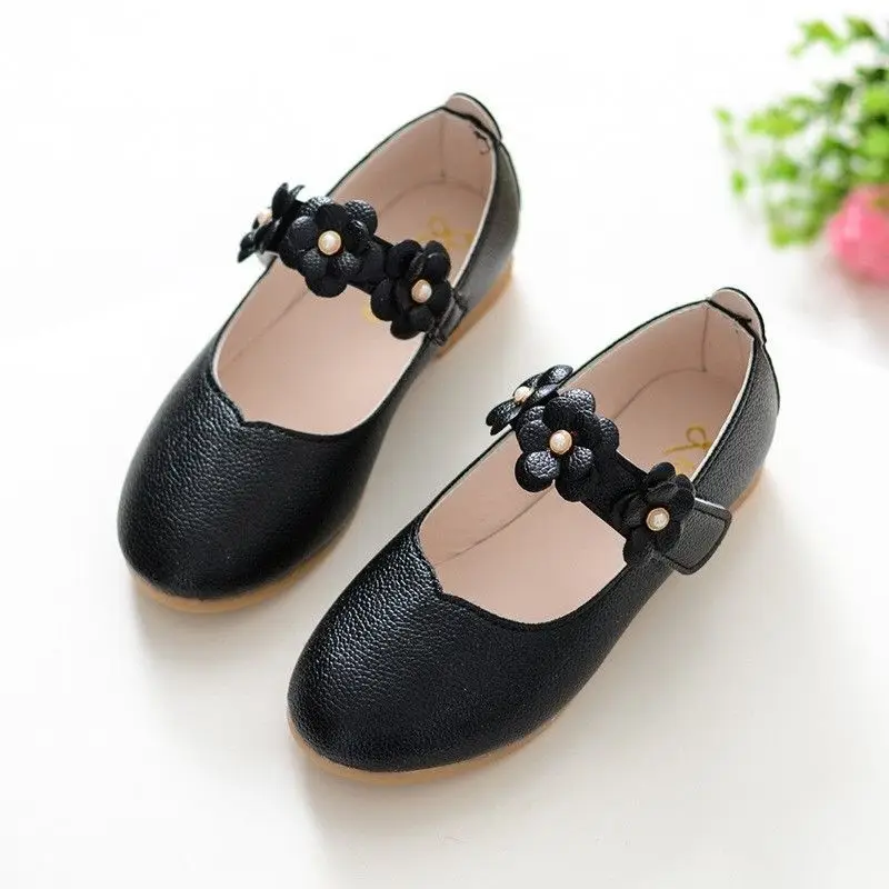 Simple Children's PU Flats Student Dance Performance Shoes Kids Fashion Dress Flats Girls Outdoor Casual Walking Comfortable