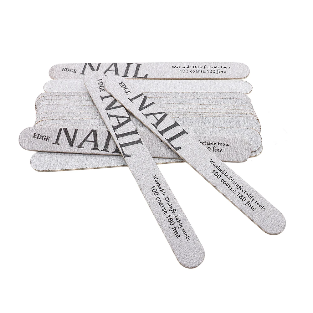 50 قطعة ملف الأظافر الخشبية عازلة 100/180 مزدوجة الجانب ملفات الأظافر رمادي الصنفرة مسمار الرملي طحن هلام طلاء الأظافر مانيكير أداة #4