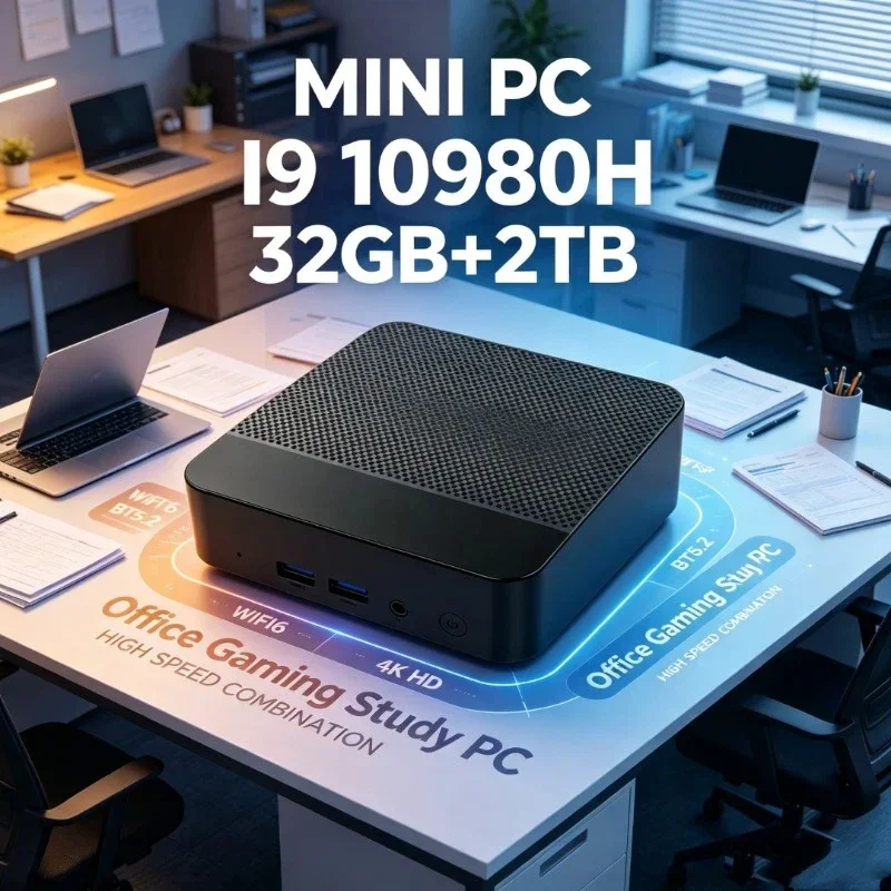 New Arrival I9-10980HK Mini PC 32GB RAM 2TB Storage WiFi6 BT5.2 4K HD Compact Desktop for Office And Gaming