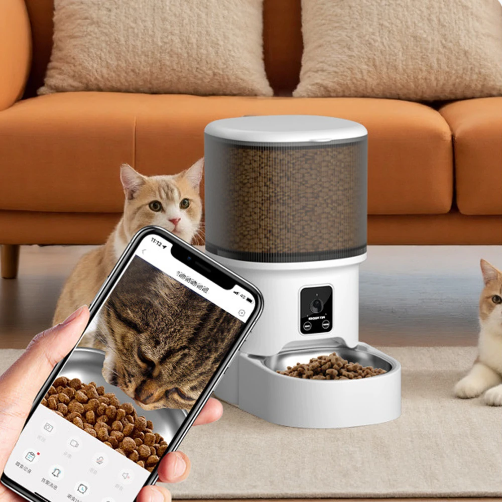 4L WIFI Button Automatic Cat Feeder Intelligent Cat and Dog Pet Feeder Smart Pet Cat Food Dispenser Pet Feeder(No 5V 1A plug) - Image 2