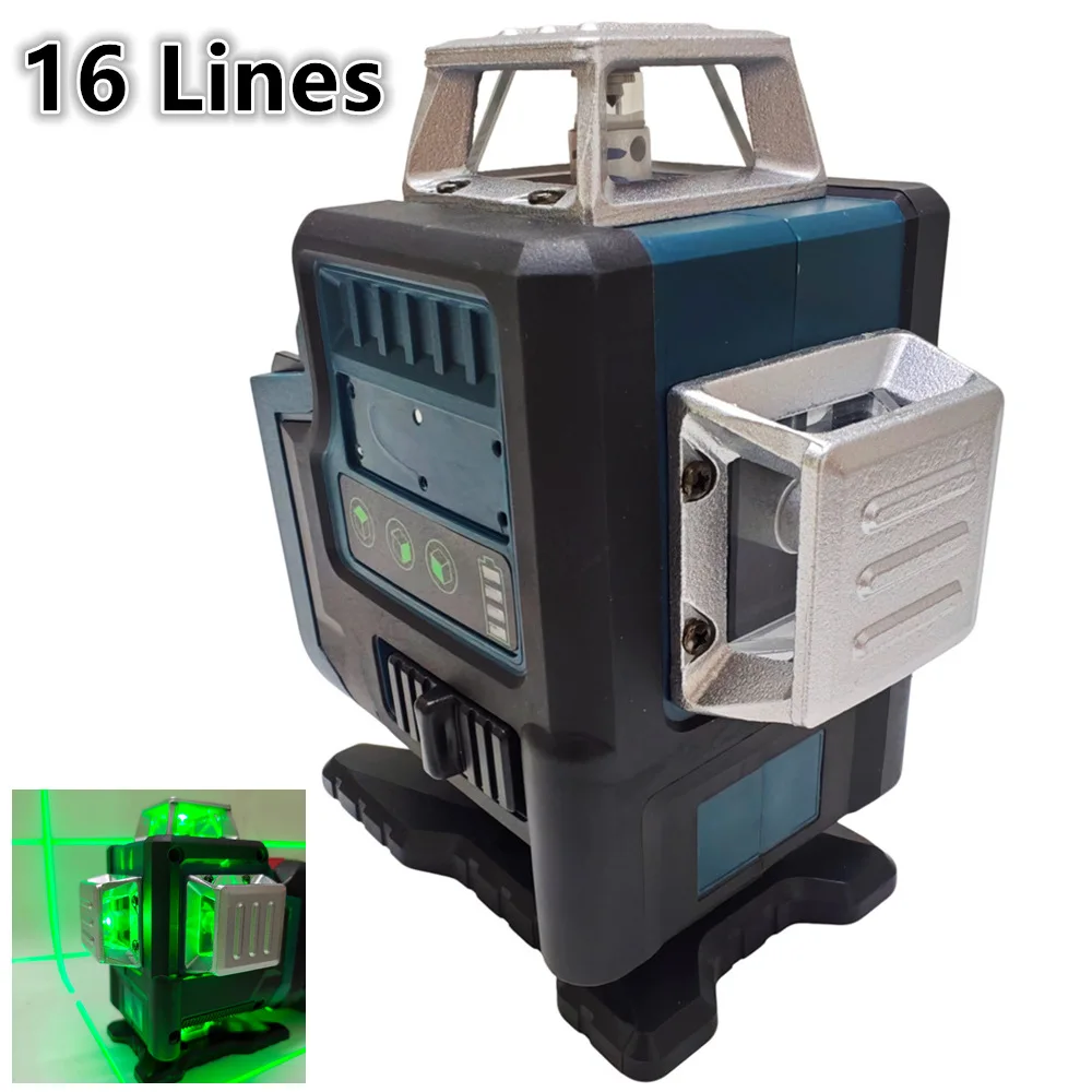 16 Lines Laser Level Horizontal & Vertical For Bosch 18V Battery Green Beams Light Self-Leveling Meter Construction Power Tools