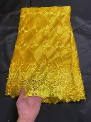 Yellow Lace Fabric 2024 High Quality African Lace Fabric With Stones For Women Dress