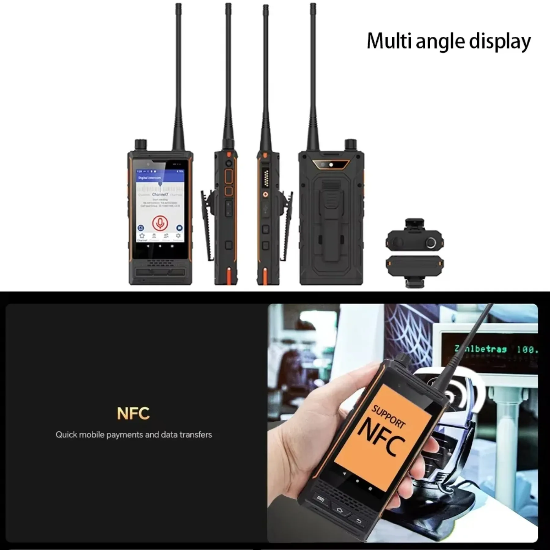UNIWA P4 IP68 4G Smartphones Android 9 DMR Analog Walkies Talkies UHF/VHF 4GB+64GB 3000mAh Phone NFC Suitable for Environments