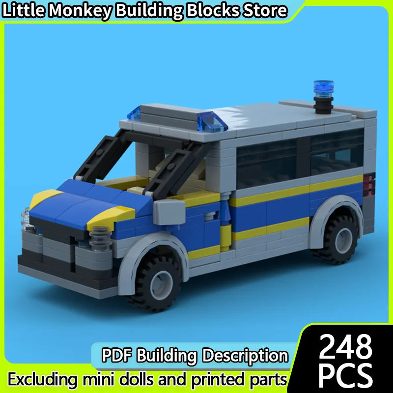 

City Car Model MOC Building Bricks German T6 Police Transporter Modular Technology Children Holiday Gifts Assemble Toys Suit
