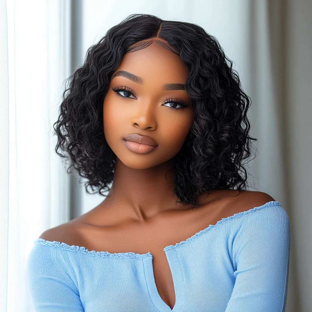 

Гладкие глубокие волнистые вьющиеся человеческие волосы Парики для женщин 4X4 Кружевная застежка Вьющиеся парики Боб Короткие 13X6X1 Кружевные передние вьющиеся парики Боб