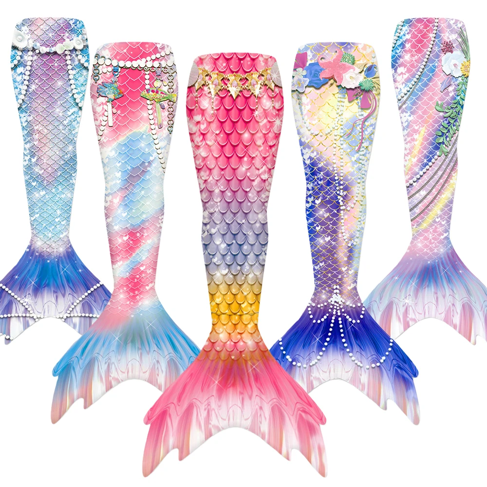 

Summer Girls Princess Mermaid Tail Only Tail Sparkle Swim Costume for Kids Beach Holiday Pool Party Outfit