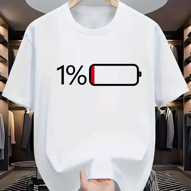 Battery Low Print Tee Shirt Women Casual Short Sleeve T-Shirt Summer Spring Fall Funny Graphic Tops Streetwear Clothing Hot Sale