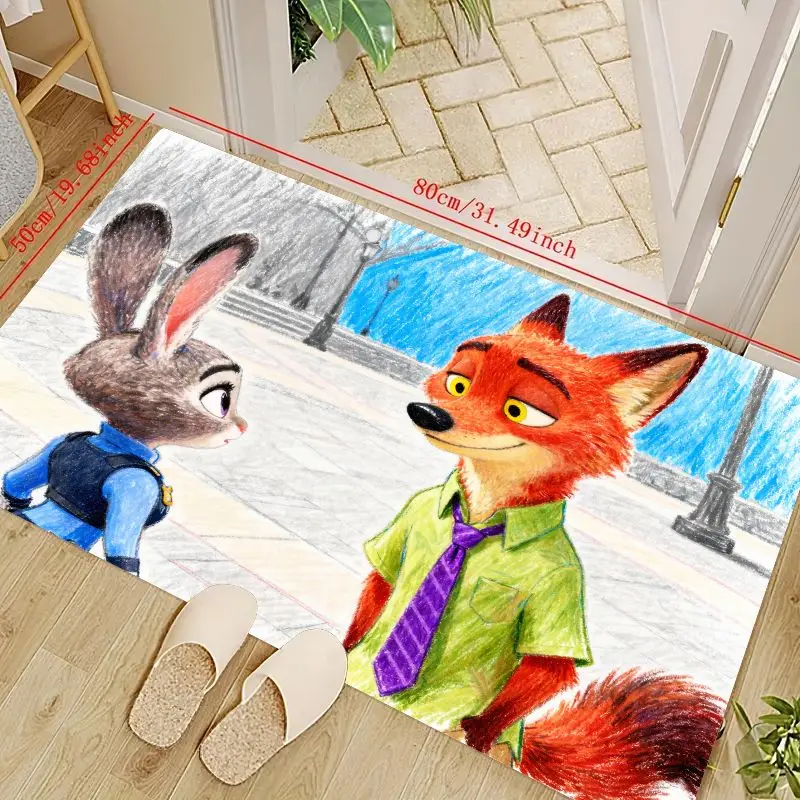 

1PC Zootopia Judy Hopps Nick Wilde Cartoon Movie Character Area Rug for Living Room Bedroom Kids Room Home Sofa Decoration, Popu