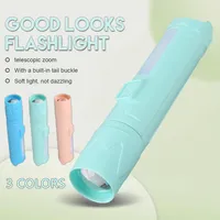 LED Portable Flashlight USB Rechargeable with Side Light Household Torch Outdoor Red Blue Warning Emergency Lighting Lantern