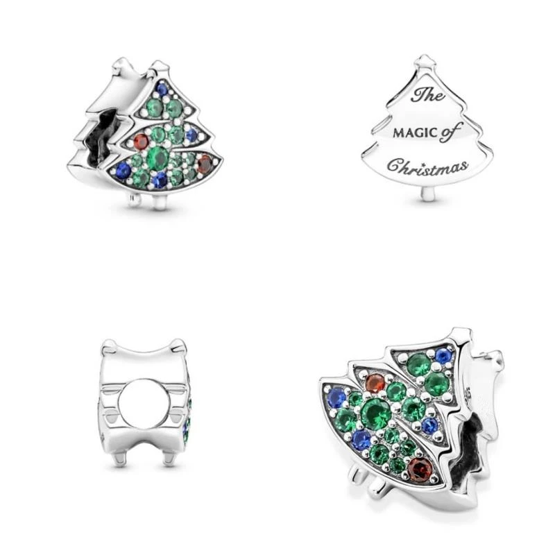 Hot Sale 925 Silver Christmas Series Tree Snowflake Deer Sweater Charm Pendant Fit for Original Bracelets DIYWomen's Jewelry