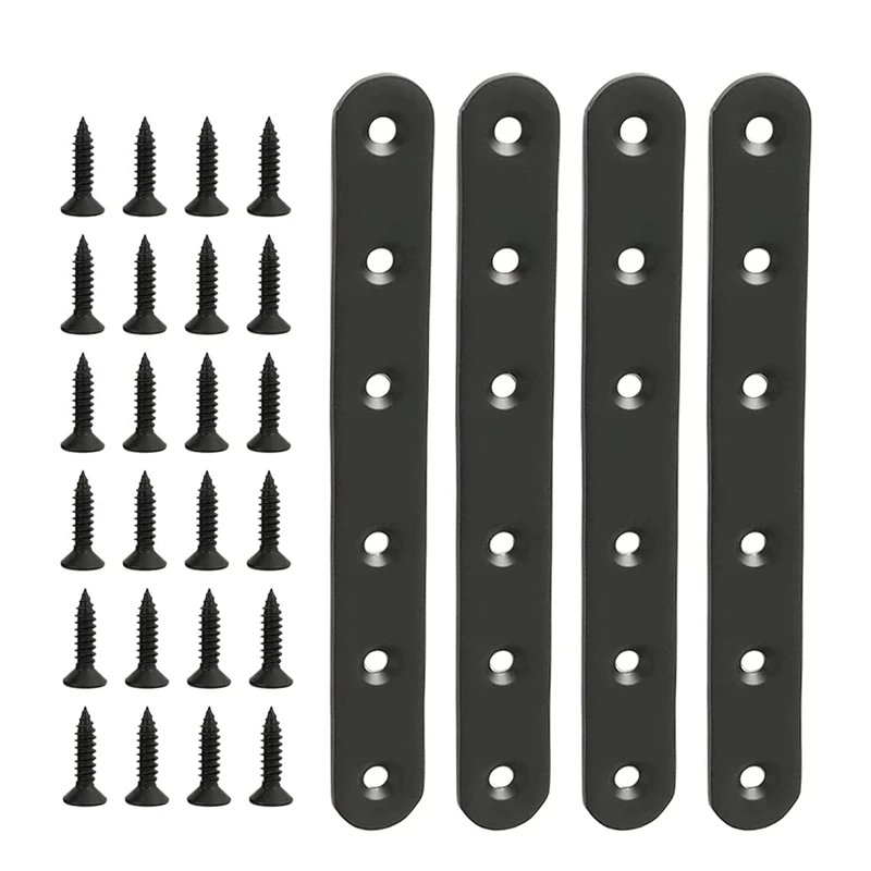 ステンレス鋼フラットストレートブラケット、木材用メンディングプレート、金属修理ジョイント、木製家具、4個