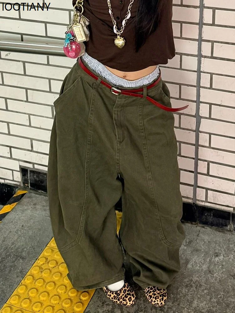 Y2k Retro Women's Overalls Harajuku Oversized Wide Leg American Retro Pants Loose Casual Summer Thin Street Dance Overalls 2025