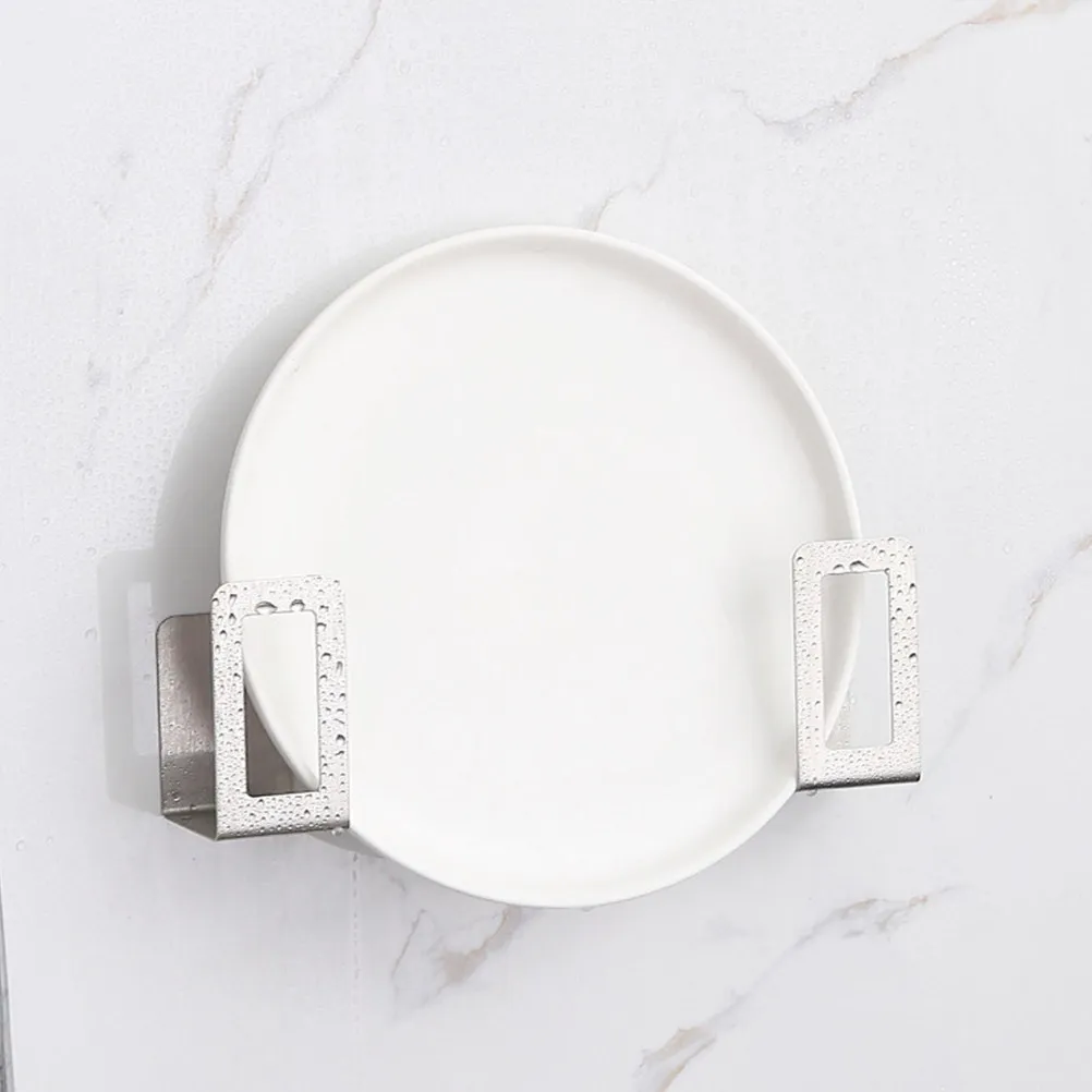 2Pcs Punch-Free Wall-Mounted Pot Lid Holder Rack for Kitchen Storage Organizing Modern Simple Style Adjustable Spacing No