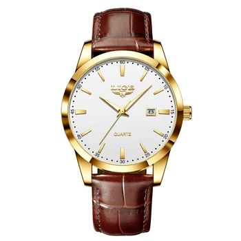 LIGE Fashion Brown Leather Watch Men Military Sports Men's Quartz Wristwatches Casual…