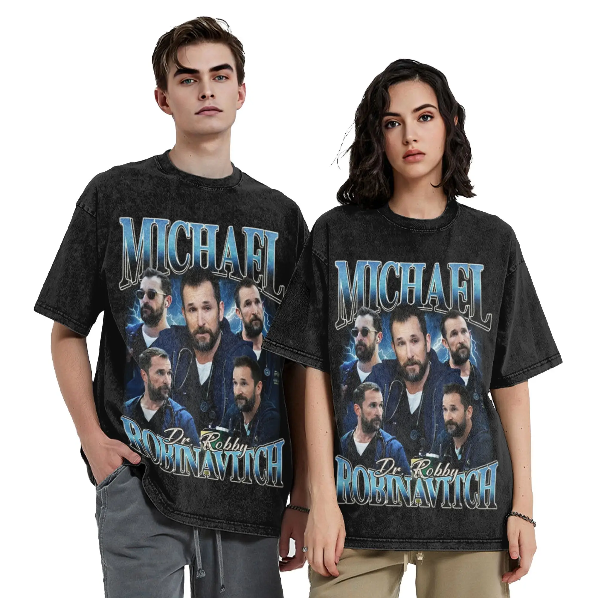 Stylish Men Women The Pitt  Tee Shirt Oversize Washed Dr. Jack Dr. Robby T Shirts Outfits