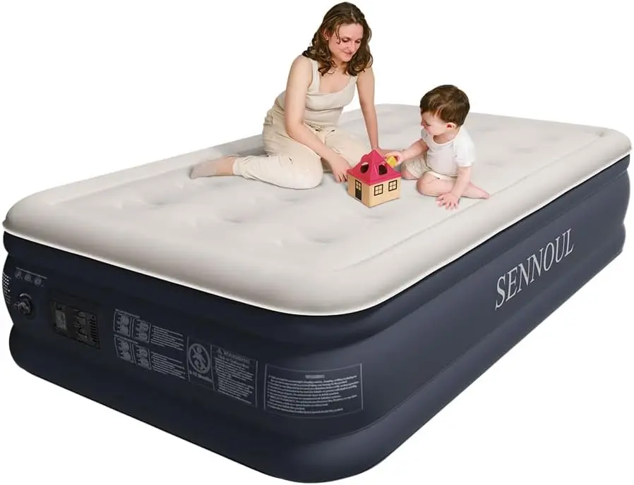 

Twin Air Mattress with Built-in Pump, Fast Inflation/Deflation, Foldable for Home Camping Guests, 16" Height 550lbs Capacity