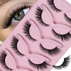 5 Pairs Cat Eye Lashes Wispy Fake Lashes Fluffy Cat Eye Lashes Extensions False Eyelashe