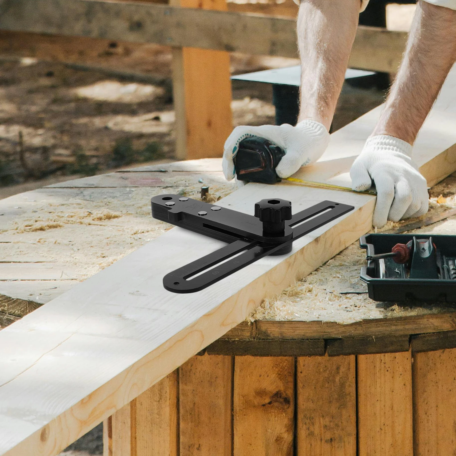 

Handle Measuring Ruler Black Woodworking Protractor Adjustable Angle Tool for Precision
