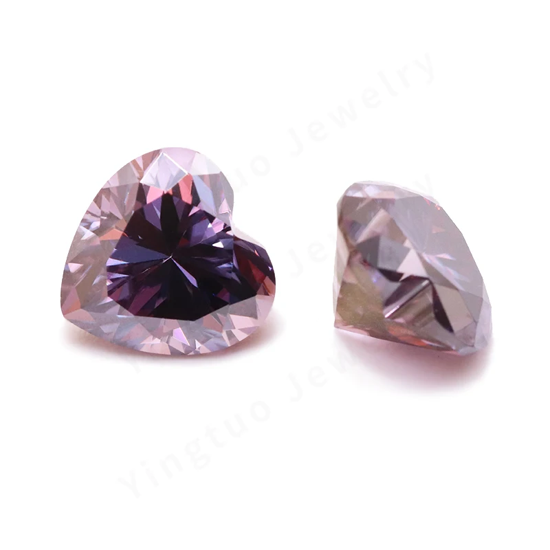 Moissanite batu hati potong Royal ungu batu permata 8*8mm 2ct berlian sintetis untuk DIY jimat membuat perhiasan wanita