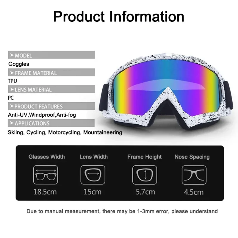 Lunettes de ski anti-buée pour sports de plein air, lunettes de soleil de protection UV, coupe-vent, cyclisme, moto, hiver, 506