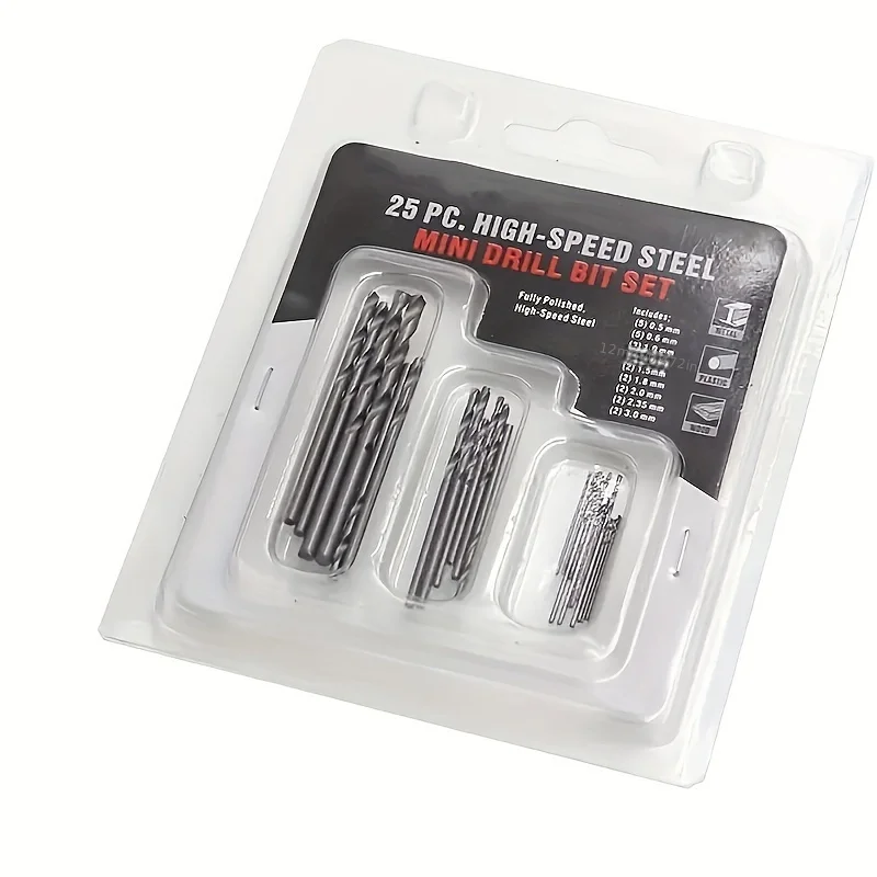 

10/25pcs Micro Mini Drill Set, Small Shank Full Round High Speed Steel Twist Drill Bit, High Speed Steel Micro Drill Bits