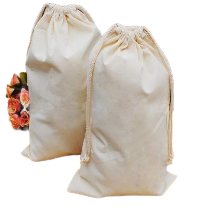 100pcs High Quality custom cotton fabric Jewerly dust Drawstring Bags printing gift pouch