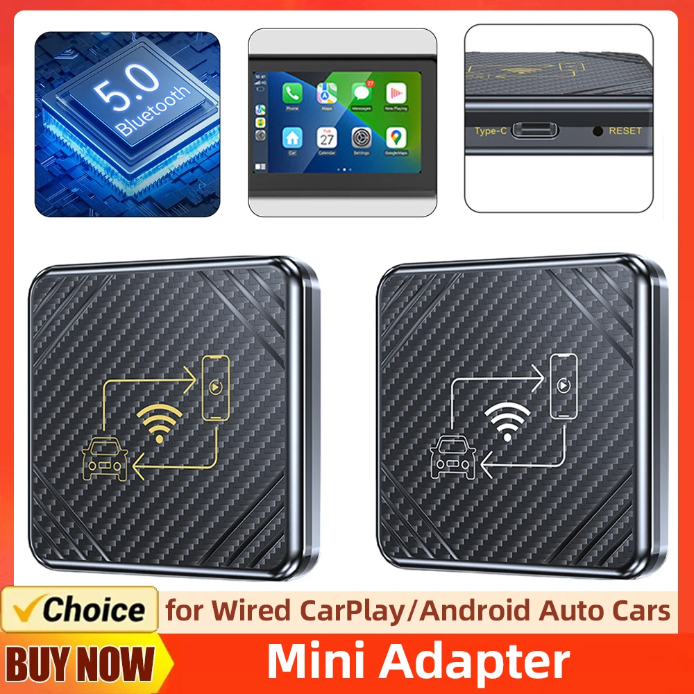 

Wireless CarPlay Android Auto Box Mini Adapter Plug and Play Dongle Auto Connect WiFi BT for Wired CarPlay /Android Auto Cars