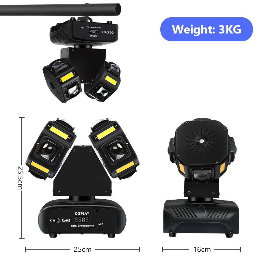 Stage Moving Head DJ Disco Lights 120W RGBW LED Double Head Beam Strobe Light With Sound Activated DMX Control For Party Wedding