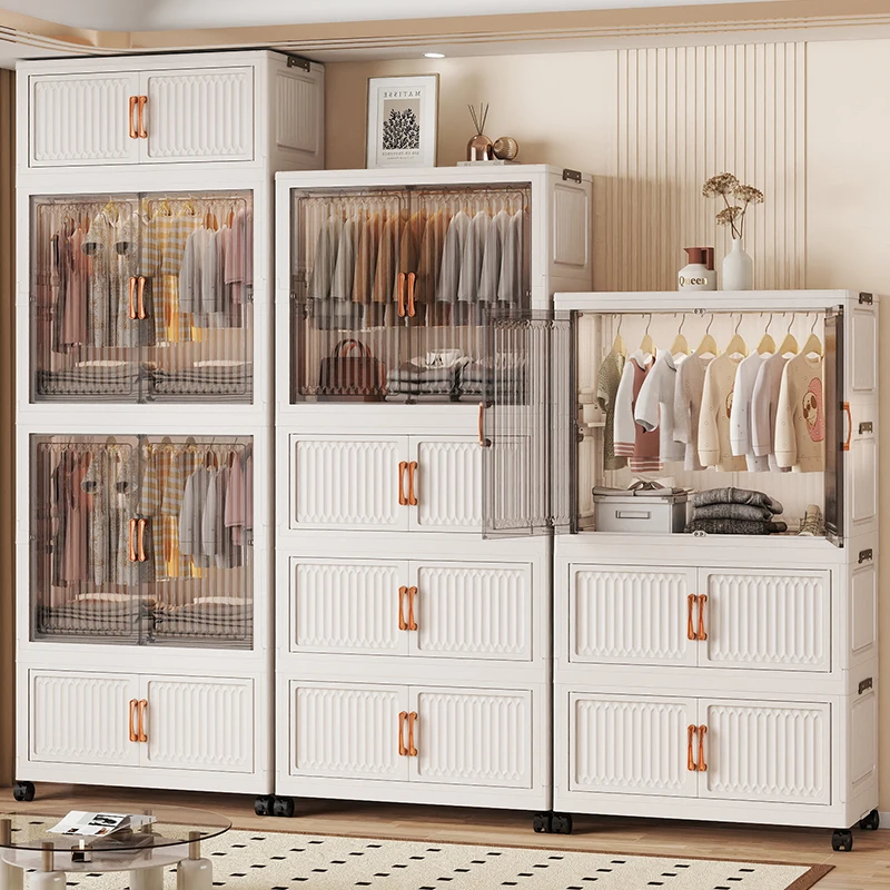 80cm Foldable Double-Door Wardrobe-No Assembly Portable Closet, Large Capacity Storage for Bedroom/Living Room (Clothes/Quilts)